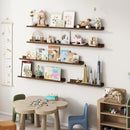 Picture Ledge Shelf - 24 Inches Floating Shelves Set of 2 - Rustic Elm Wood Ledge Shelves for Toys Storage, Kids Bookshelf Wall Mounted for Bedroom, Living Room, Kitchen - 24 Inches - Walnut Color by TinyTreasures Baby Boutique