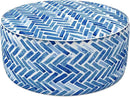 LVTXIII Indoor/Outdoor Inflatable Ottoman, All Weather Round Footrest Stool D21”x H9”, Portable for Patio Garden Camping or Home-Blue Bricks by CozyNest Decor