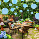 10 Pack Outdoor Silk Lanterns Decorative, 10inch Waterprooof Outside Indoor Chinese Hanging Round Lanterns for Weddings, Birthdays, Parties Decoration(Blue)