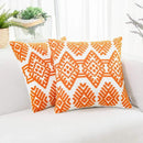 HWY 50 Orange Decorative Throw Pillow Covers 18x18 Inch, Pack of 2 Embroidered Cotton Farmhouse Cushion Cover Pillow Case for Sofa Couch Living Room Bed Bedroon, Modern Diamond Geometric by CozyNest Decor