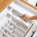 Premium Silverware, Flatware and Utensil Organizer for Kitchen Drawers, Food-Safe Contract Grade, Expandable from 16 to 28 In, White Bamboo by CozyNest Decor