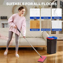 JOYMOOP Mop and Bucket Set for Home, Hands-Free Self-Cleaning System, with 5 Reusable Microfiber Mop Pads, Suitable for Floor Cleaning and Wall Cleaner - Black+Red+Slate Blue by CozyNest Decor
