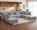 Oversized Modular Sofa, Extra Deep Cloud Chenille Sectional Couch with Ottoman Chaise, Fluffy Chenille 8 Seater Sofa Bed for Living Room, Villa (Sofa Bed 8 Seater, Chenille Grey) by CozyNest Decor