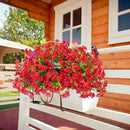 ‌20 Bundles Artificial Flowers for Outdoors‌ with 6 Faux Butterflies, UV Resistant ‌Fake Flowers‌ with Eucalyptus Leaves, ‌Artificial Plants Outdoor‌ for Patio Garden Porch Home Decor (Red) by CozyNest Decor