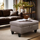 Ottoman Rectangular Storage Ottoman Bench, Faux Leather Footrest, Coffee Table, Stool Footstool with Hinged Lid for Living Room, Bedroom, Entryway, Champagne, 28.5"x19"x17.5" by CozyNest Decor