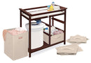 Badger Basket Modern Baby Changing Table with Laundry Hamper, 3 Storage Drawers and Pad, Diaper Change Station - Cherry/Ecru by TinyTreasures Baby Boutique