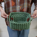 Small baskets for Organizing,Cute woven Storage basket with recycled paper rope for Shelves Bathroom,Little decorative basket,Set of 3 (Dark Green) by GreenHaven Gardens