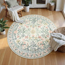 Wonnitar Floral Round Rugs 6ft, Boho Large Machine Washable Circle Rug, Low Pile Soft Flower Botanical Print Beige Round Carpet for Living Room Bedroom Dorm Sunroom by TinyTreasures Baby Boutique
