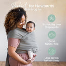 Boba Baby Wrap Carrier – Original Baby Sling Carrier for Newborns (7–35 lbs), Soft, Secure, Hands-Free & Ergonomic, Ideal for Comfortable Bonding, New Parents (Grey) by TinyTreasures Baby Boutique