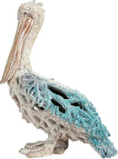 Blue Pelican Standing Figurine 13.75” Coastal Coral Reef Home Decor Nautical Beach Statue for Tabletop Shelf or Mantel Ocean Inspired Room Accents by CozyNest Decor