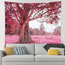 FENDROM Autumn Pink Flower Tapestry Window View Wall Hanging, Nature Forest Floral Trees Garden Scenic Tapestries for Living Room Home Office Dorm by CozyNest Decor