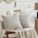 Fancy Homi 2 Packs Neutral Grey Big Decorative Throw Pillow Covers 24x24 Inch for Living Room Couch Bed, Rustic Farmhouse Boho Home Decor, Soft Corss Corduroy Patchwork Accent Square Cushion Case 60cm by CozyNest Decor