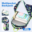 mygreen 3PCS Kids Backpack Set - Waterproof Bookbag with Lunch Box for Boys Ages 3-12, Adorable Cartoon Prints for School & Outdoor Use Blue Green Truck by TinyTreasures Baby Boutique