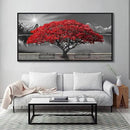 Framed Black and White Red Tree Wall Art Canvas Print Picture Large Red Tree Landscape Modern Artwork for Living Room Bedroom Office Home Wall Decor With 24X48inch by CozyNest Decor