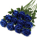 Blue Fake Roses Artificial Flowers - 10 Pcs Fake Artificial Roses Silk Flowers with Stems for Home Wedding Hotel Office Centerpiece Decor by CozyNest Decor