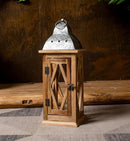 Large Farmhouse Wooden Metal Lantern Set of 2, Rustic Decorative Floor Candle Lanterns, Indoor/Outdoor Hanging Lanterns for Home Decor (No Glass) by CozyNest Decor