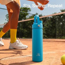 Insulated Water Bottle with Straw - Encool Stainless Steel Water Bottle, Leak-Proof, BPA-Free, Double Wall Vacuum Keeps Cold for 24 Hours for Sports, Travel, School (32 oz, Azure Blue) by CozyNest Decor