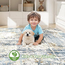 9x12 Area Rug Living Room: Washable Large Abstract Modern Soft Stain Resistant Indoor Floor Rugs Non Slip Accent Carpet for Bedroom Nursery Playroom Office Dining Room Dorm Home House- Blue by TinyTreasures Baby Boutique