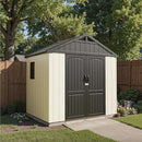 Patiowell 8 x 6 FT Resin Outdoor Storage Shed with Floor, Large Shed with Light and Lockable Door for Garden, Backyard, Tool Storage Use, Easy to Install in Beige (Kick-it Shed) by GreenHaven Gardens