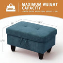 Ottoman Rectangular Storage Ottoman Bench, Flannel Footrest Stool Footstool with Lid for Living Room, Bedroom, Entryway, Lake Blue, 28.5"x19"x17.5" by CozyNest Decor