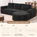 Modular Sectional Sofa with L-Shape Chaise,Cloud Sectional Modern Sleeper Couch with Deep Seat,Sponge Compression Sofas No Assembly Required (Black-Sherpa Fabric) 1PCS by CozyNest Decor
