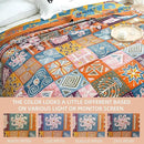 Boho Throw Blanket for Bed - 100% Pure Cotton Ultra Soft Rustic Quilt - Farmhouse Decor Bed Blankets, All Season Rustic Throw for Sofa Couch Chair(91''x 98'', Art Squares) by CozyNest Decor