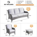 ovios 7 Pieces Patio Furniture Set, Outdoor Wicker Sofas with 4 Chairs, Ottomans and Comfy Cushions, All Weather High Back Couch Set for Deck Porch, Grey Rattan, Grey by GreenHaven Gardens