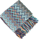 Boho Throw Blanket - Bohemian Fringe Tassels， for Bed Couch Soft ChairBlanket Double Sided (50"x70") (Blue) by CozyNest Decor