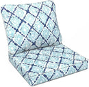 LVTXIII Outdoor Deep Seat Cushion Patio Seat and Back Cushion Set Seasonal Chair Cushion with Removable Cover and Adjustable Buckle for Home and Garden, 24"x24"x4", Boho Geometry Blue by GreenHaven Gardens