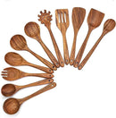 11 Pcs Wooden Kitchen Utensils Set - Wooden Spoons, Spatulas and More for Cooking by CozyNest Decor