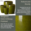 Emissary Home and Garden Bullet 12in., 14in., 15.5in., 21in. H Green Ceramic Round Planters with Drainage Hole (Set of 4) by CozyNest Decor