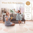 PopsyKosy Premium Exercise & Baby Foam Play Mats - Stylish & Large Non-Toxic Odorless Floor Mat - 6 Tiles - Spacious 6ft x 4ft - Peel-Resistant Reinforced - Soft Thick, Waterproof - Cream Pink by TinyTreasures Baby Boutique