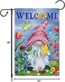 Welcome Spring Gnome Garden Flag 12x18 Double Sided Burlap Butterfly Floral Garden Yard Flags for Spring Summer Rustic Seasonal Outside Outdoor House Decoration (ONLY FLAG) by CozyNest Decor