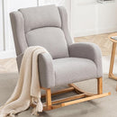 Rocking Chair Nursery, Nursing Rocking Chairs for Mom Nursery, Comfy Wingback Glider Rocking Armchair with Foot Rest and Side Pocket for Nursery Living Room Bedroom, Teddy Grey by TinyTreasures Baby Boutique