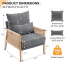 VINGLI Boho Braid Accent Armchairs Set of 2,Mid-Century Modern Chiars with Solid Wooden Armrest,Comfy Louge Cushion Chairs with Waist Pillow for Bedroom,Living Room,Reading Room, Gray by CozyNest Decor
