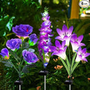 Solar Flowers Lights, 6 Pack Lily Rose Delphinium, Waterproof Gardening Gifts for Mom, Multi-Color Changing Outdoor Lights for Garden, Yard, Patio, Lawn by GreenHaven Gardens