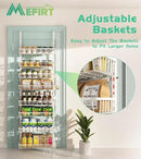 Over The Door Pantry Organizer, Wall Mount Spice Rack, Pantry Hanging Storage and Organization, 8 Adjustable Baskets Heavy-Duty Metal for Home & Kitchen, Back of Door Seasoning Rack - White by CozyNest Decor