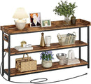 IRONCK Console Table, Sofa Table with Power Outlet, Farmhouse Hallway Table for Entryway, Living Room, Height Adjustable, Easy Assembly, Rustic Brown,55" by CozyNest Decor