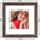 Vittanly 8x8 Picture Frames Set of 9, Shatter Resistant Plexiglass, Display 4x4 Pictures with Mat or 8x8 without Mat, Photo Frames for Wall Mount, Engineered Wood, Brown by CozyNest Decor