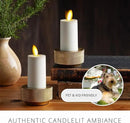 Luminara Outdoor Votive Flameless LED Candle, Set of 2 Ivory 1.5" x 4", Moving Flame Battery Operated Timer Remote Ready IPX4 Matte Plastic Finish by GreenHaven Gardens