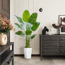 Lifelike Bird of Paradise Silk Artificial Plant Faux Banana Leaf Tree for Home Decor - Perfect Indoor Floor Plant with 9 Trunks (1, White Tall Planter, 5 FT) by CozyNest Decor