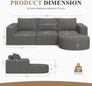 Modular Sectional Sofa with L-Shape Chaise,Cloud Sectional Modern Sleeper Couch with Deep Seat,Sponge Compression Sofas No Assembly Required(Gray-Corduroy Fabric) 1PCS by CozyNest Decor