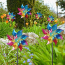 Hausse 10 Pack Reflective Pinwheels Wind Spinner, Extra Sparkly Rainbow Pinwheel with Stakes, Bird Repellent Blinder Devices Deterrent to Scare Birds Away from Yard Patio Farm Garden, Colorful by CozyNest Decor