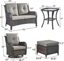 Outdoor Wicker Patio Furniture Set - 6 Piece Rattan Patio Conversation Set with 2 Rocking Swivel Chairs,2 Ottomans,1 Loveseat and 1 Side Table for Porch Deck Backyard Garden(Brown/Grey) by GreenHaven Gardens
