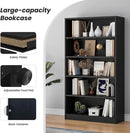 Bookshelf, Open Modern Bookshelf, 5 Shelf Bookcase with Freestanding Display Storage, Wooden Book Shelf for Bedroom, Living Room, Dinning Room, Office, 60 Inch, Black by CozyNest Decor