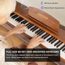 88 Key Digital Piano Keyboard for Beginners,Full Size Electric Piano Semi-Weighted Keyboard with Sheet Music Stand,Pedal,Headphone,Power Adapter,USB-MIDI Compatibility,Wood Grain Brown by TinyTreasures Baby Boutique