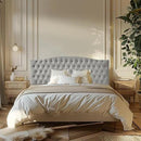 Velvet Upholstered Headboard King/Cal King Size Latest Model Wall Mount, Bed Frame Mount, Featuring High-Density Sponge Padding, Luxury Texture Easy Assembly and Style-Light Gray by CozyNest Decor