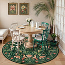 Moynesa Machine Washable Round Rug, 6ft Circle Area Rug for Living Room Non Slip, Ultra Thin, Soft, Indoor Boho Bird Dark Green 6'x6' Carpet for Bedroom Office Under Table Kid Playroom by TinyTreasures Baby Boutique