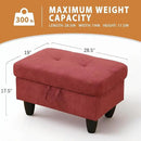 Ottoman Rectangular Storage Ottoman Bench, Flannel Footrest Stool Footstool with Lid for Living Room, Bedroom, Entryway, Red, 28.5"x19"x17.5" by CozyNest Decor