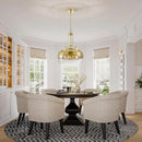 WUZUPS Gold Chandelier Rustic Farmhouse Industrial Round Ceiling Pendant LED Light Fixture with Gradient Glass Shade for Dining Room Kitchen Island Foyer Entryway, H 20.9" W 15.9", E26 Base by CozyNest Decor